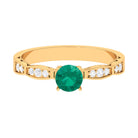 3/4 CT Emerald Solitaire Ring with Diamond Emerald - ( AAA ) - Quality - Rosec Jewels