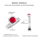 Vintage Inspired Created Ruby and Diamond Wedding Band Ring Lab Created Ruby - ( AAAA ) - Quality - Rosec Jewels