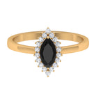 Marquise Cut Lab Grown Black Diamond Ring with Moissanite Halo Lab Created Black Diamond - ( AAAA ) - Quality - Rosec Jewels