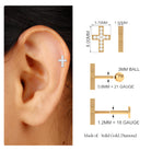 Minimalist Moissanite Gold Cross Earring for Helix Piercing Moissanite - ( D-VS1 ) - Color and Clarity - Rosec Jewels