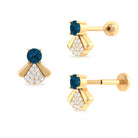 Real London Blue Topaz Fly Earring with Moissanite London Blue Topaz - ( AAA ) - Quality - Rosec Jewels