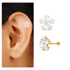 Pear Moissanite Floral Earring for Cartilage Piercing Moissanite - ( D-VS1 ) - Color and Clarity - Rosec Jewels
