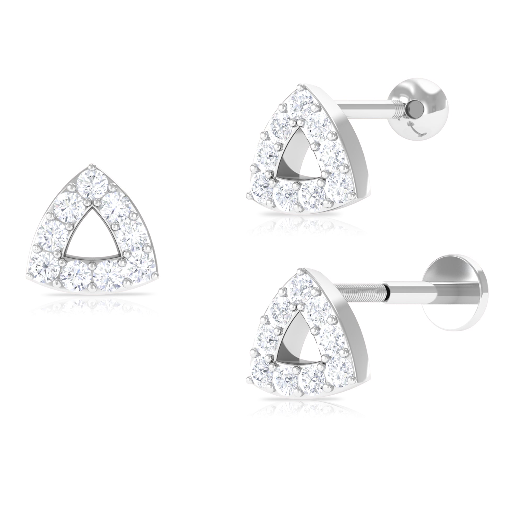 Minimalist Moissanite Gold Triangle Earring for Helix Piercing Moissanite - ( D-VS1 ) - Color and Clarity - Rosec Jewels