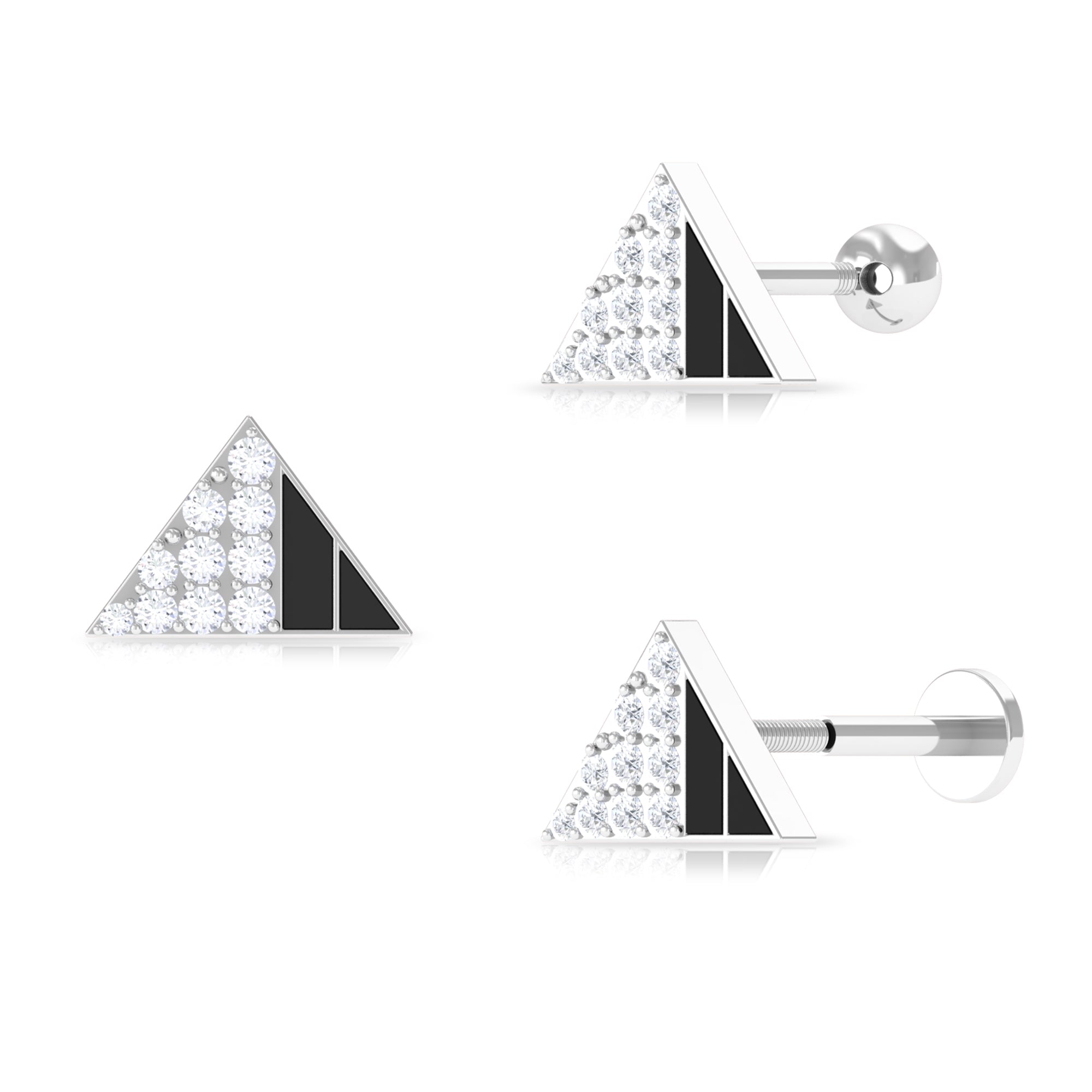 Moissanite Triangle Earring for Cartilage Piercing Moissanite - ( D-VS1 ) - Color and Clarity - Rosec Jewels