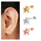 Round Moissanite Gold Star Earring for Helix Piercing Moissanite - ( D-VS1 ) - Color and Clarity - Rosec Jewels