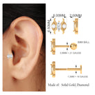 Marquise Moissanite Gothic Second Hole Earring in Gold Moissanite - ( D-VS1 ) - Color and Clarity - Rosec Jewels
