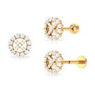 Round Moissanite Minimal Cartilage Earring in Gold Moissanite - ( D-VS1 ) - Color and Clarity - Rosec Jewels