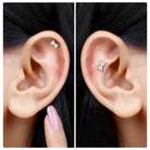 Minimalist Moissanite Bow Helix Earring in Gold Moissanite - ( D-VS1 ) - Color and Clarity - Rosec Jewels