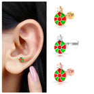 Diamond and Enamel Swirl Peppermint Candy Helix Earring Diamond - ( HI-SI ) - Color and Clarity - Rosec Jewels