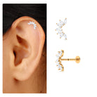 Marquise Moissanite Flower Crawler Earring for Helix Piercing Moissanite - ( D-VS1 ) - Color and Clarity - Rosec Jewels