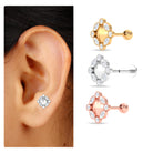 Minimalist Moissanite Floral Earring for Helix Piercing Moissanite - ( D-VS1 ) - Color and Clarity - Rosec Jewels