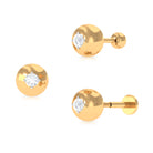 Modern Moissanite Upper Lobe Earring in Gold Moissanite - ( D-VS1 ) - Color and Clarity - Rosec Jewels