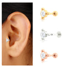 Round Moissanite Simple Gold Beaded Helix Earring Moissanite - ( D-VS1 ) - Color and Clarity - Rosec Jewels