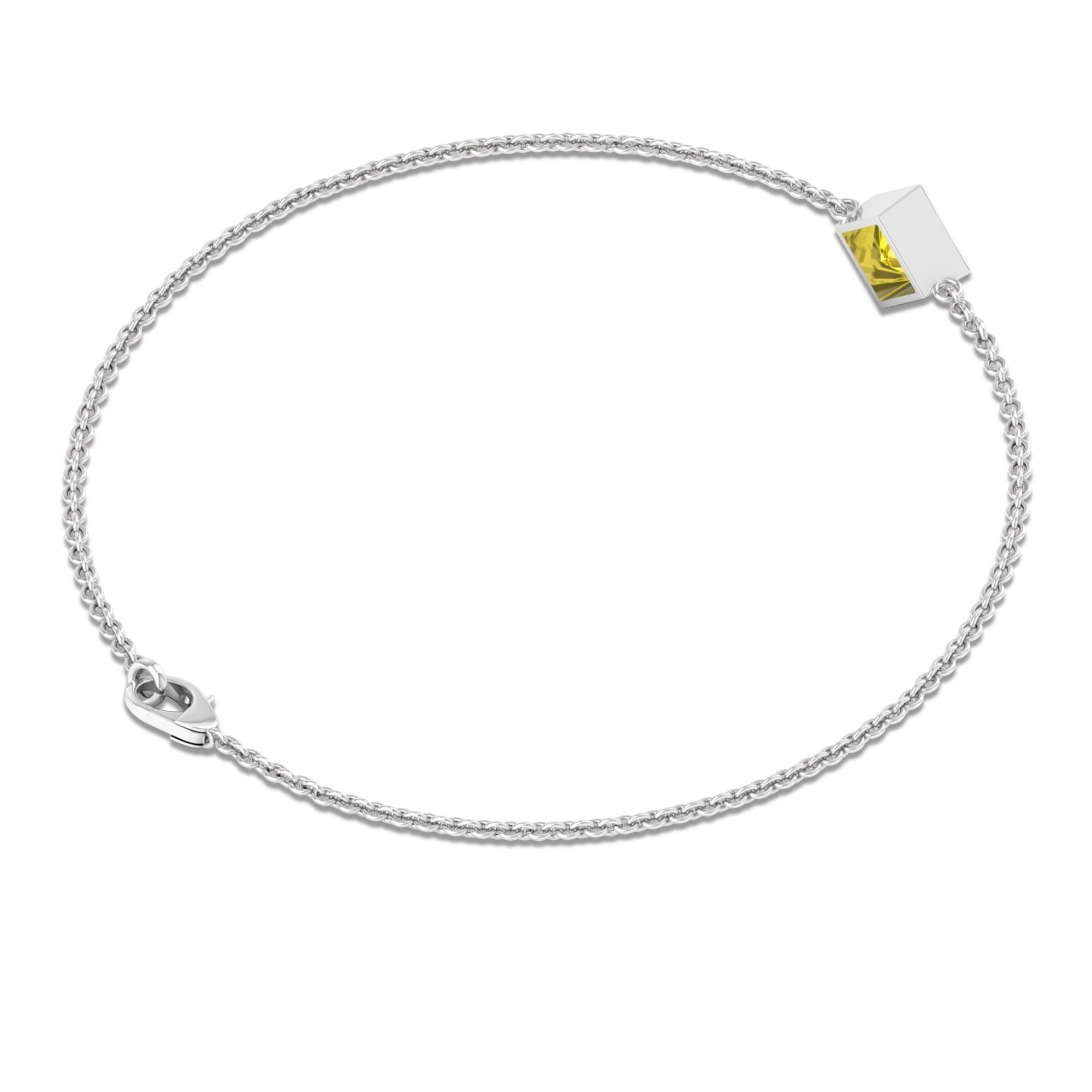 Princess Cut Yellow Sapphire Solitaire Chain Bracelet Yellow Sapphire - ( AAA ) - Quality - Rosec Jewels