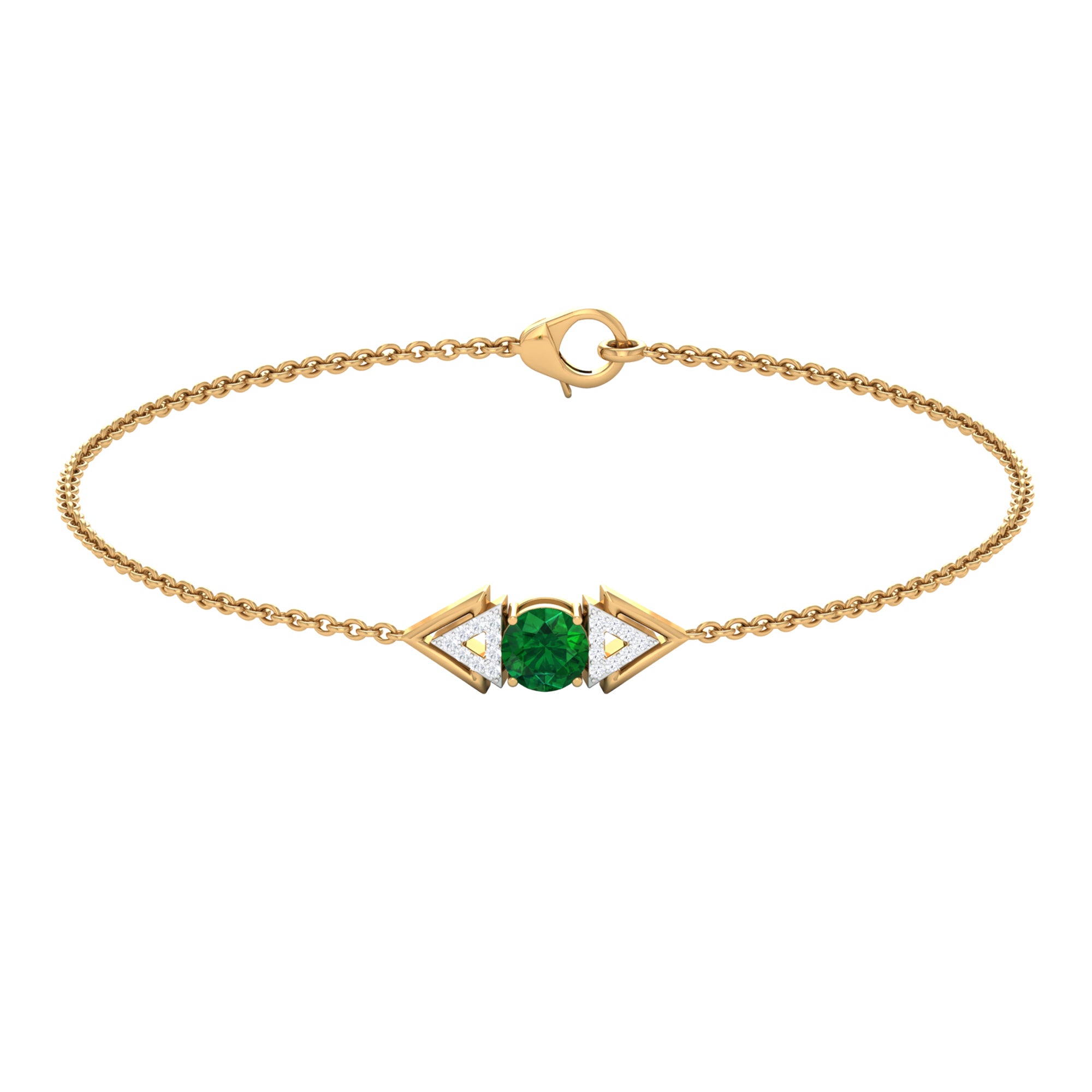 1/2 CT Minimal Emerald and Diamond Geometric Chain Bracelet Emerald - ( AAA ) - Quality - Rosec Jewels