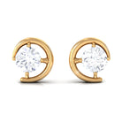 1/2 CT Certified Zircon Solitaire Stud Earrings in Prong Setting Zircon - ( AAAA ) - Quality - Rosec Jewels