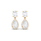 1 CT Cubic Zirconia Classic Dangle Earrings in Gold Zircon - ( AAAA ) - Quality - Rosec Jewels