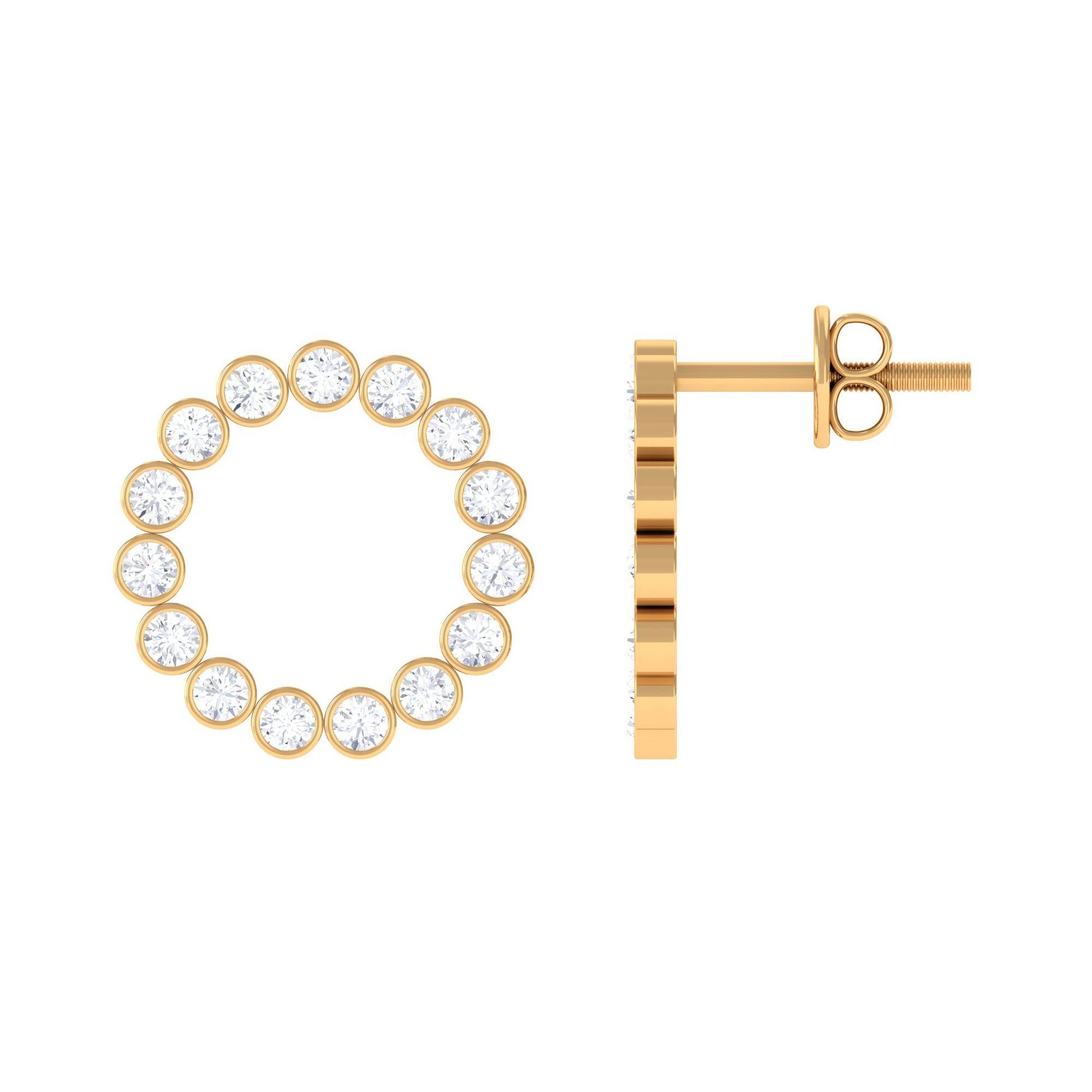 1.50 CT Cubic Zirconia Eternity Stud Earrings in Gold Zircon - ( AAAA ) - Quality - Rosec Jewels