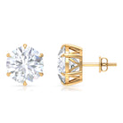 Elegant Cubic Zirconia Solitaire Stud Earrings in Gold Zircon - ( AAAA ) - Quality - Rosec Jewels