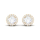 2.25 CT Round Zircon Halo Stud Earring in Gold Zircon - ( AAAA ) - Quality - Rosec Jewels