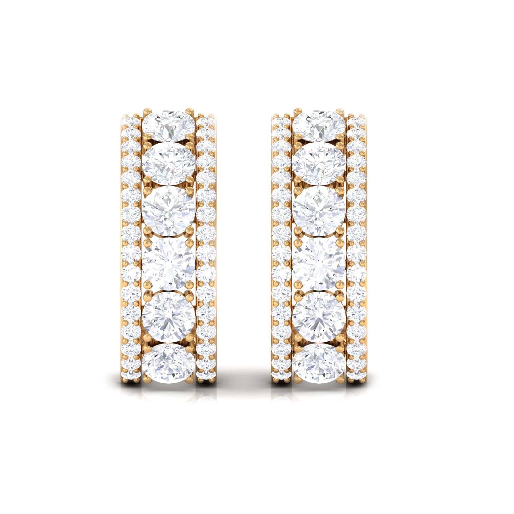 1.75 CT Prong Set Cubic Zirconia J Hoop Earrings in Gold Zircon - ( AAAA ) - Quality - Rosec Jewels