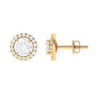1.50 CT Round Cut Zircon Halo Stud Earrings in Gold Zircon - ( AAAA ) - Quality - Rosec Jewels