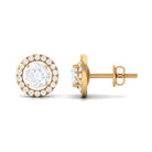 1.50 CT Round Cut Zircon Halo Stud Earrings in Gold Zircon - ( AAAA ) - Quality - Rosec Jewels