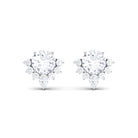1.50 CT Round and Pear Cut Zircon Stud Earrings with Half Halo Zircon - ( AAAA ) - Quality - Rosec Jewels