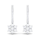 2.25 CT Zircon Flower Hoop Drop Earrings in Gold Zircon - ( AAAA ) - Quality - Rosec Jewels