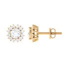 1.25 CT Zircon Minimal Halo Stud Earrings in Gold Zircon - ( AAAA ) - Quality - Rosec Jewels
