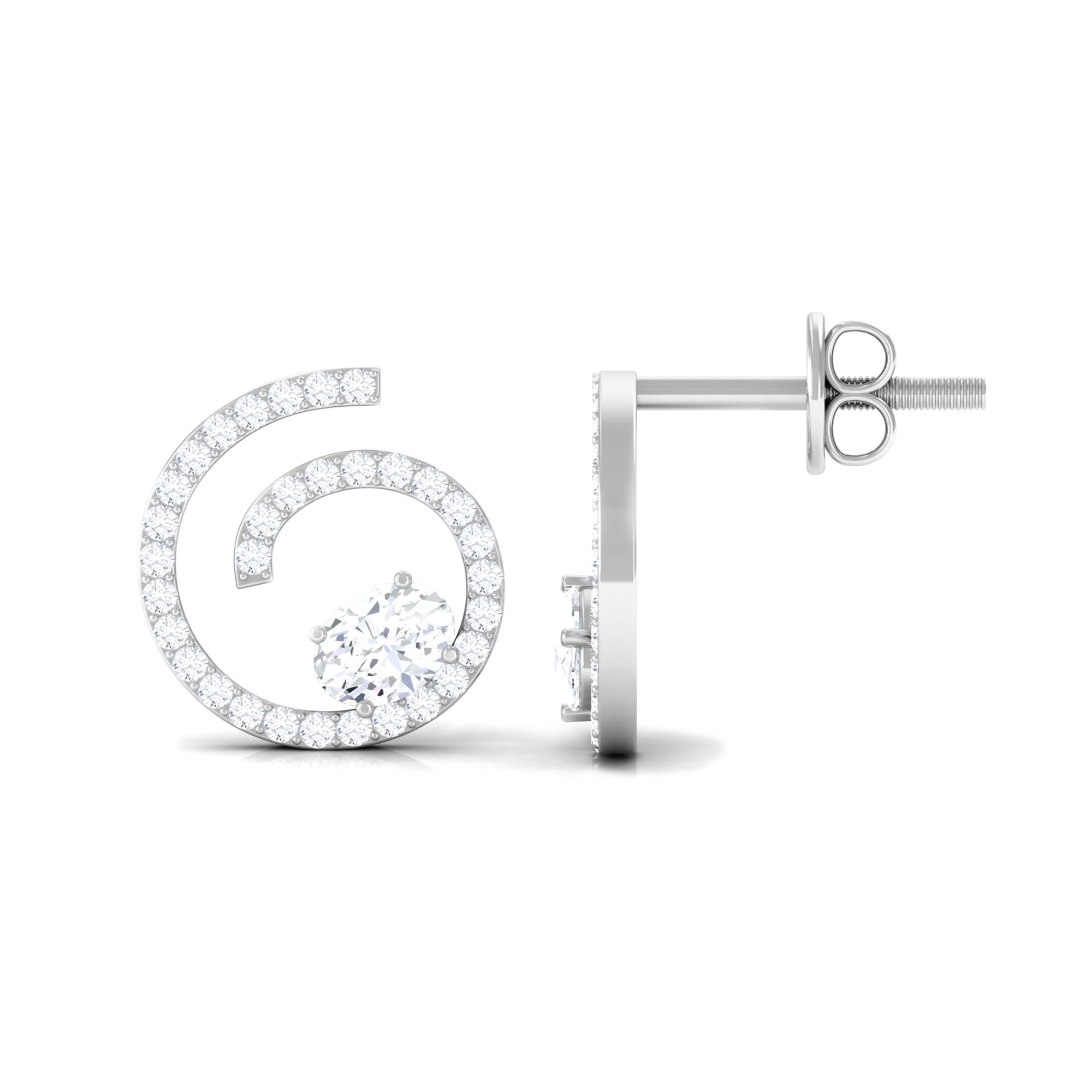 3/4 CT Zircon Swirl Stud Earrings in Gold Zircon - ( AAAA ) - Quality - Rosec Jewels