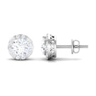 1.25 CT Round Zircon Antique Halo Stud Earrings Zircon - ( AAAA ) - Quality - Rosec Jewels