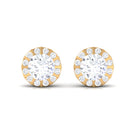 1.25 CT Round Zircon Antique Halo Stud Earrings Zircon - ( AAAA ) - Quality - Rosec Jewels