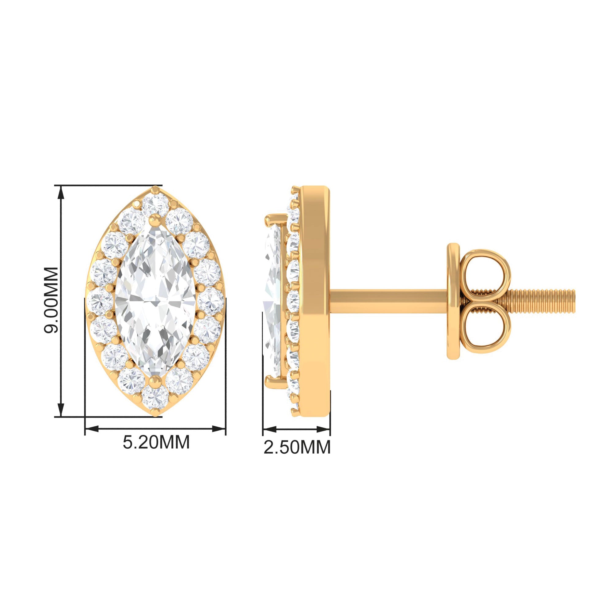 1 CT Marquise Cut Zircon Halo Stud Earrings Zircon - ( AAAA ) - Quality - Rosec Jewels