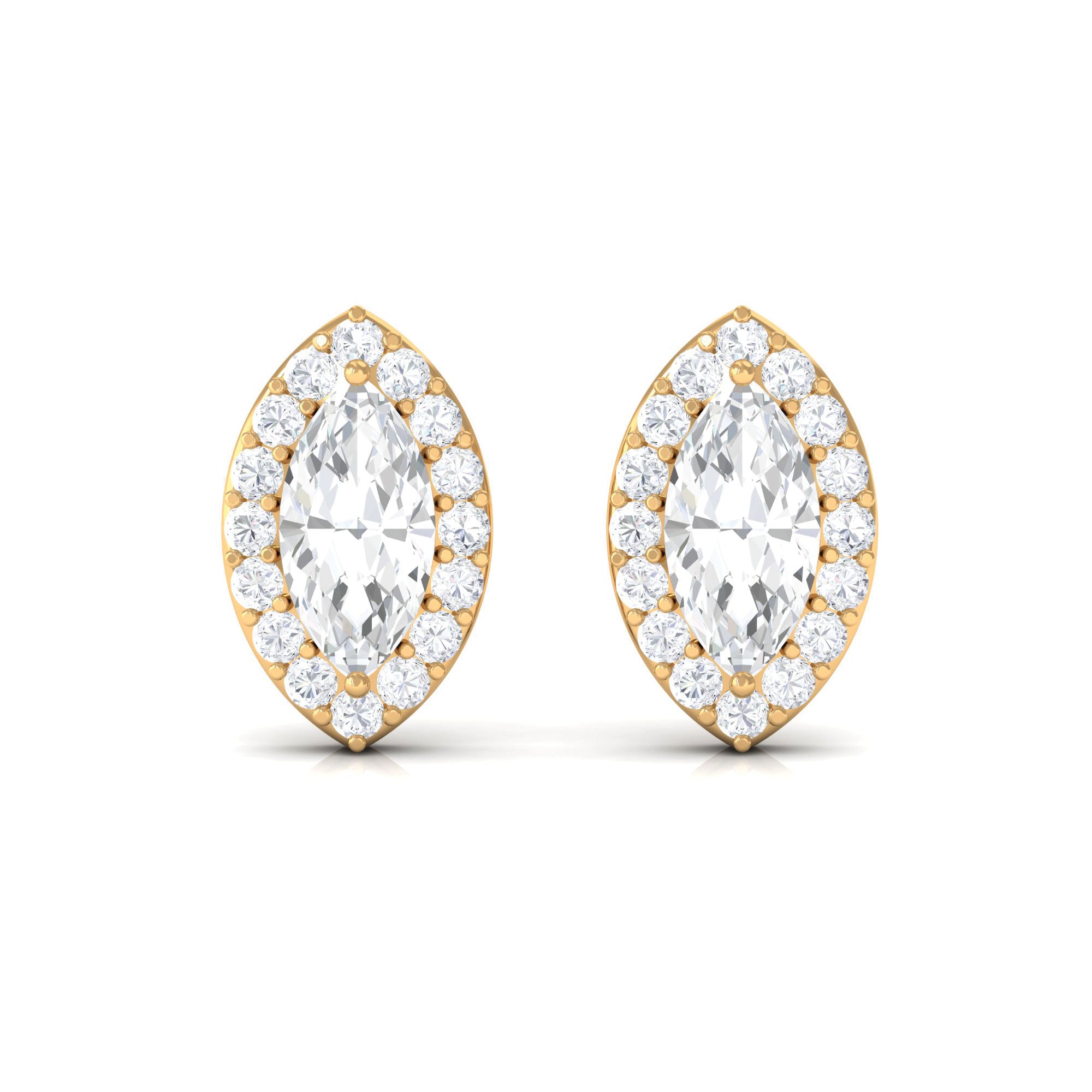 1 CT Marquise Cut Zircon Halo Stud Earrings Zircon - ( AAAA ) - Quality - Rosec Jewels