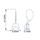 Cushion Cut Solitaire Moonstone Drop Earrings with Lever Back Moonstone - ( AAA ) - Quality - Rosec Jewels