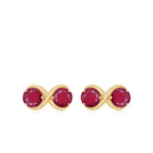 1 CT Simple Ruby Two Stone Infinity Stud Earrings Ruby - ( AAA ) - Quality - Rosec Jewels