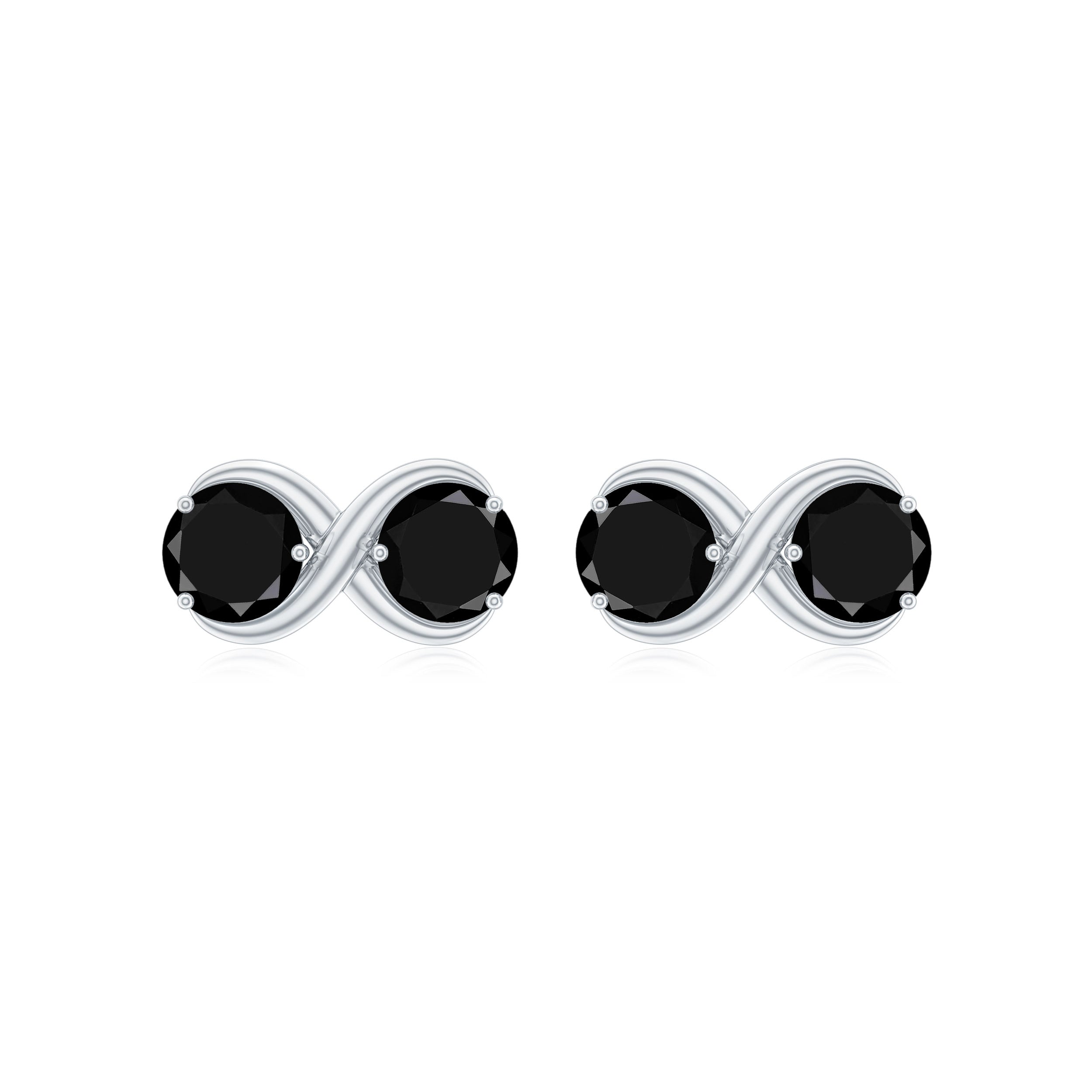 1 CT Simple Black Onyx Two Stone Infinity Stud Earrings Black Onyx - ( AAA ) - Quality - Rosec Jewels