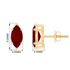 Marquise Cut Ruby Solitaire Stud Earrings with Screw Back Ruby - ( AAA ) - Quality - Rosec Jewels