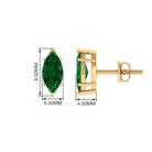 8X4 MM Marquise Cut Created Emerald Solitaire Stud Earring Lab Created Emerald - ( AAAA ) - Quality - Rosec Jewels