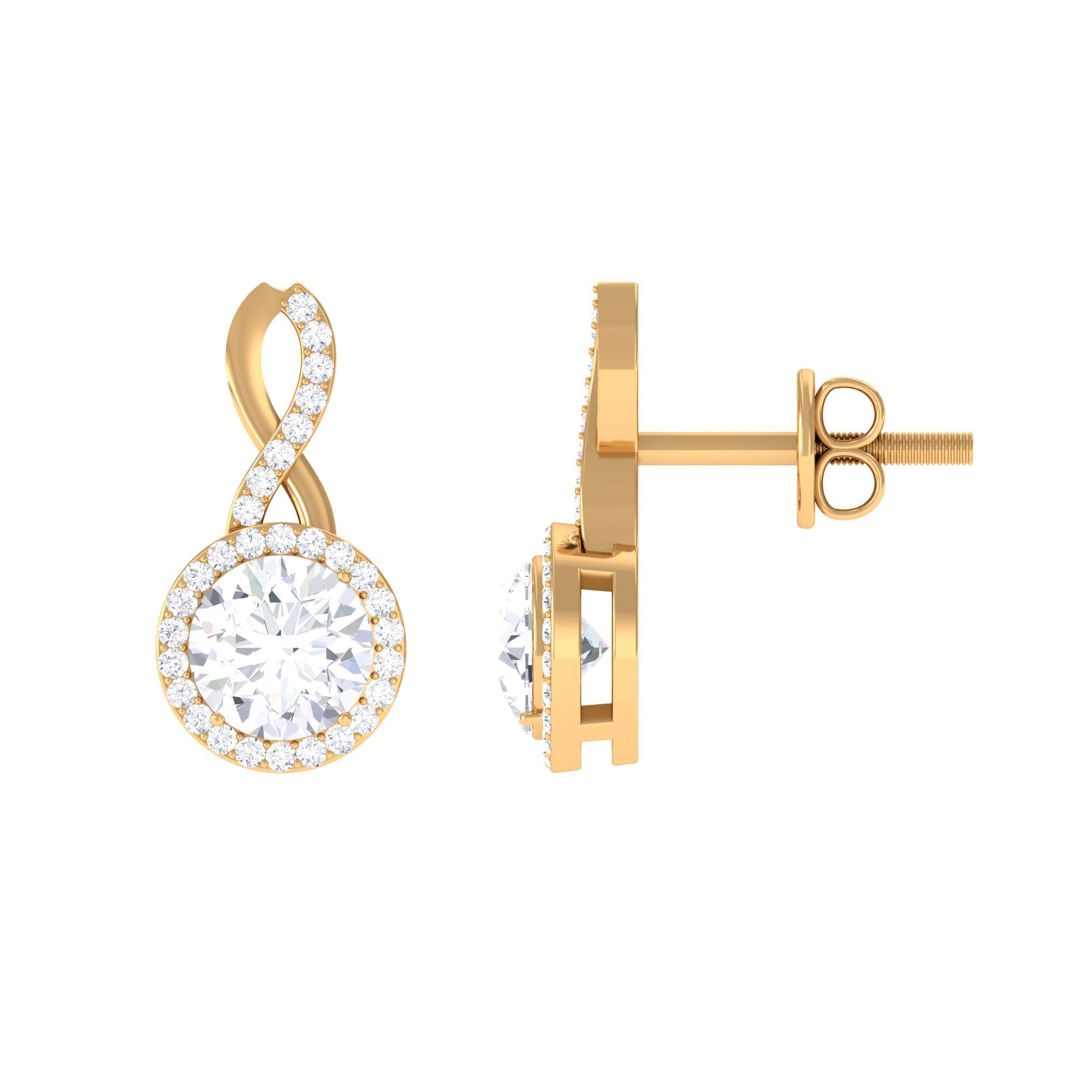 1.25 CT Minimal Zircon Infinity Stud Earrings in Gold Zircon - ( AAAA ) - Quality - Rosec Jewels