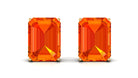Octagon Cut Created Orange Sapphire Solitaire Stud Earrings Lab Created Orange Sapphire - ( AAAA ) - Quality - Rosec Jewels