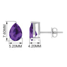 1.5 CT Pear Cut Amethyst Solitaire Earrings Amethyst - ( AAA ) - Quality - Rosec Jewels