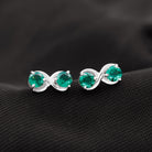 Two Stone Lab Grown Emerald Infinity Stud Earrings Lab Created Emerald - ( AAAA ) - Quality - Rosec Jewels
