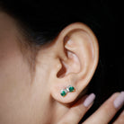 Two Stone Lab Grown Emerald Infinity Stud Earrings Lab Created Emerald - ( AAAA ) - Quality - Rosec Jewels