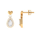 1 CT Zircon and Gold Teardrop Bridal Earrings Zircon - ( AAAA ) - Quality - Rosec Jewels