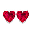 5 MM Heart Shape Ruby Solitaire Stud Earrings Ruby - ( AAA ) - Quality - Rosec Jewels