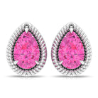 Pear Cut Pink Sapphire Solitaire Stud Earrings in Rope Frame Pink Sapphire - ( AAA ) - Quality - Rosec Jewels