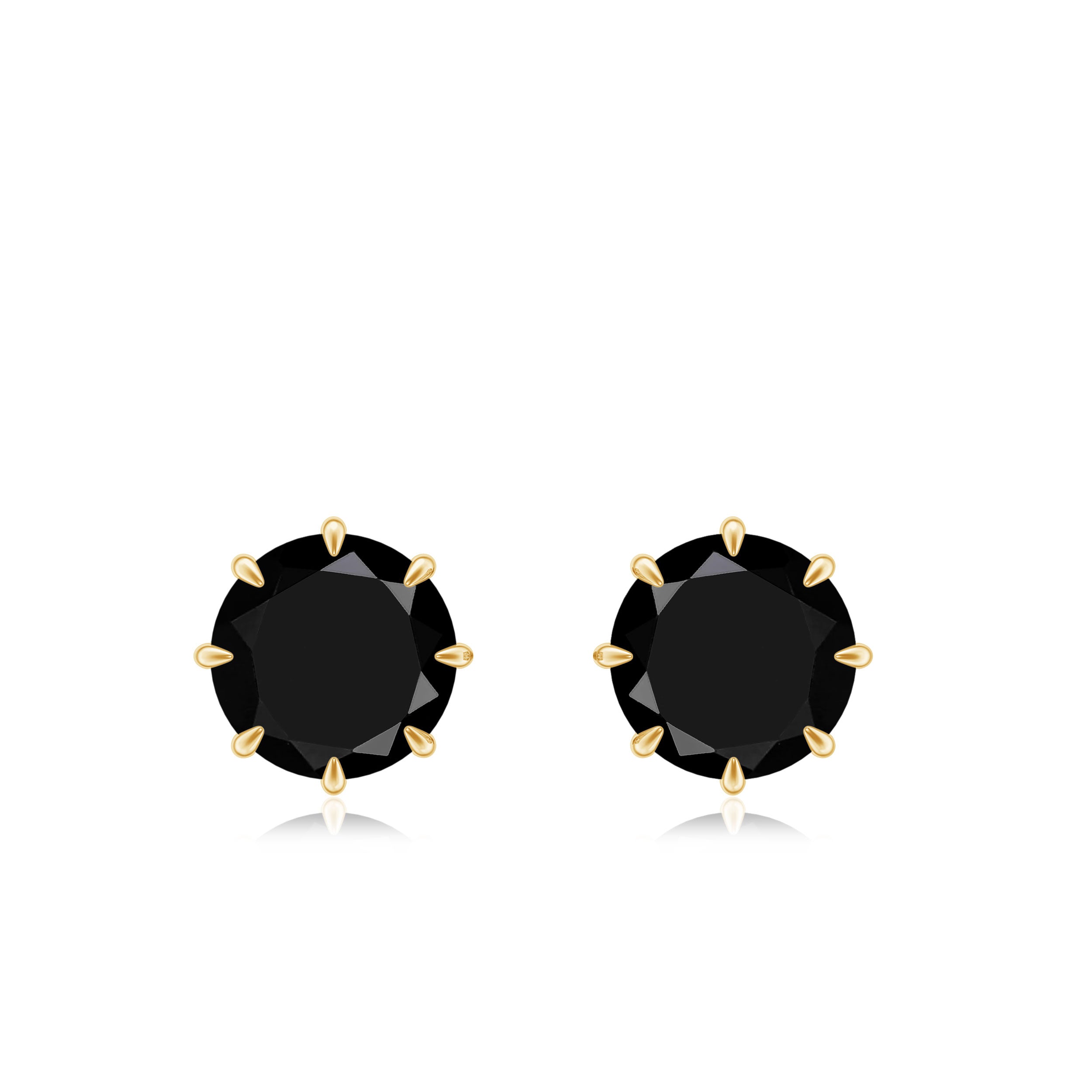 Claw Set Created Black Diamond Solitaire Stud Earrings Lab Created Black Diamond - ( AAAA ) - Quality - Rosec Jewels