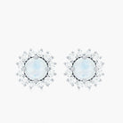 1 CT Moonstone and Diamond Halo Stud Earrings Moonstone - ( AAA ) - Quality - Rosec Jewels